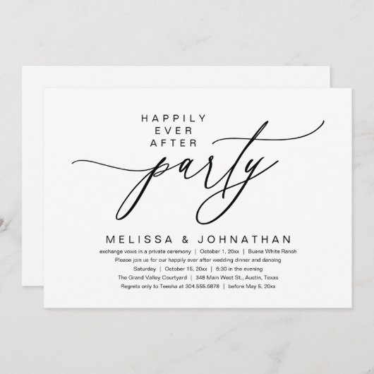 Vrolijk altijd feest na modern romantisch diner kaart (Voorkant / Achterkant)