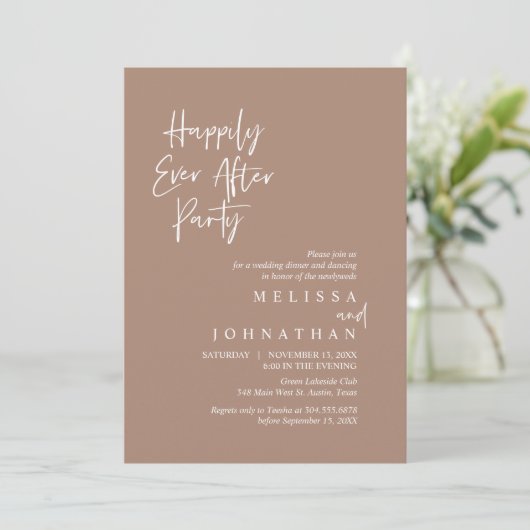 Vrolijk Altijd Na Feest, Wedding Elopement Diner Kaart (Staand voorkant)