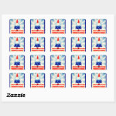 Vrolijk Amerikaans Kerst  kunst plein Vierkante Sticker (Vel)