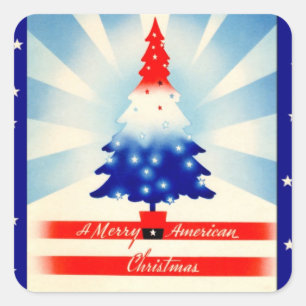 Vrolijk Amerikaans Kerst kunst plein Vierkante Sticker