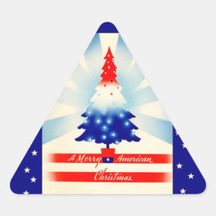 Vrolijk Amerikaans Kerst Patriottische Boom sticke Sticker