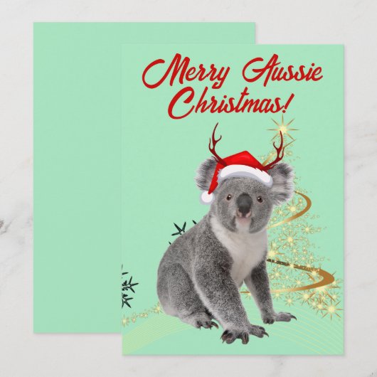Vrolijk Aussie Kerst Koala beer Feestdagenkaart (Voorkant / Achterkant)