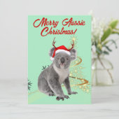 Vrolijk Aussie Kerst Koala beer Feestdagenkaart (Staand voorkant)