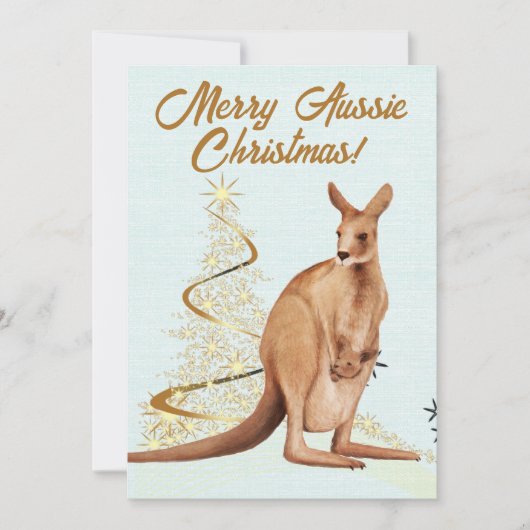 Vrolijk Aussie Kerstmis Kangoeroe Feestdagenkaart (Voorkant)