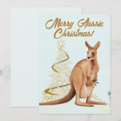 Vrolijk Aussie Kerstmis Kangoeroe Feestdagenkaart (Voorkant / Achterkant)