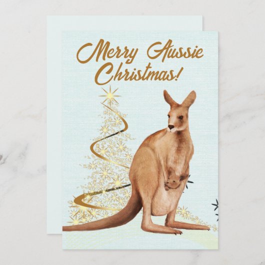 Vrolijk Aussie Kerstmis Kangoeroe Feestdagenkaart (Voorkant / Achterkant)