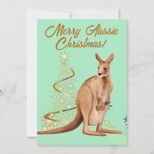 Vrolijk Aussie Kerstmis Kangoeroe Feestdagenkaart (Voorkant)