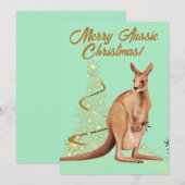 Vrolijk Aussie Kerstmis Kangoeroe Feestdagenkaart (Voorkant / Achterkant)