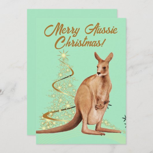 Vrolijk Aussie Kerstmis Kangoeroe Feestdagenkaart (Voorkant / Achterkant)