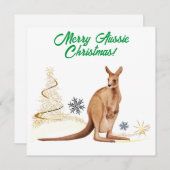 Vrolijk Aussie Kerstmis Kangoeroe Feestdagenkaart (Voorkant / Achterkant)
