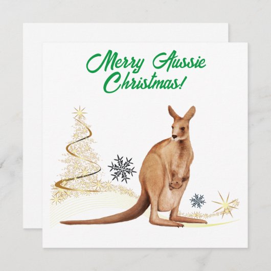 Vrolijk Aussie Kerstmis Kangoeroe Feestdagenkaart (Voorkant / Achterkant)