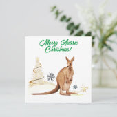 Vrolijk Aussie Kerstmis Kangoeroe Feestdagenkaart (Staand voorkant)