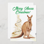 Vrolijk Aussie Kerstmis Kangoeroe Feestdagenkaart (Voorkant / Achterkant)