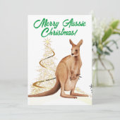 Vrolijk Aussie Kerstmis Kangoeroe Feestdagenkaart (Staand voorkant)