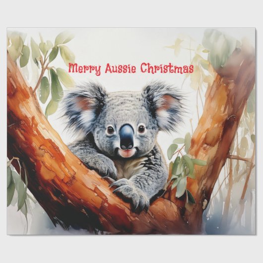Vrolijk Aussie Kerstmis Koala Cadeaupapier (Vlak)
