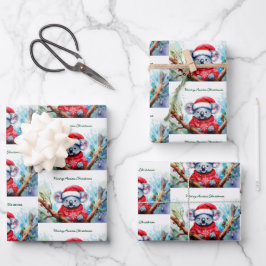 Vrolijk Aussie Kerstmis Koala Inpakpapier Vel