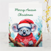 Vrolijk Aussie Kerstmis Koala Kaart (Gele Bloem)