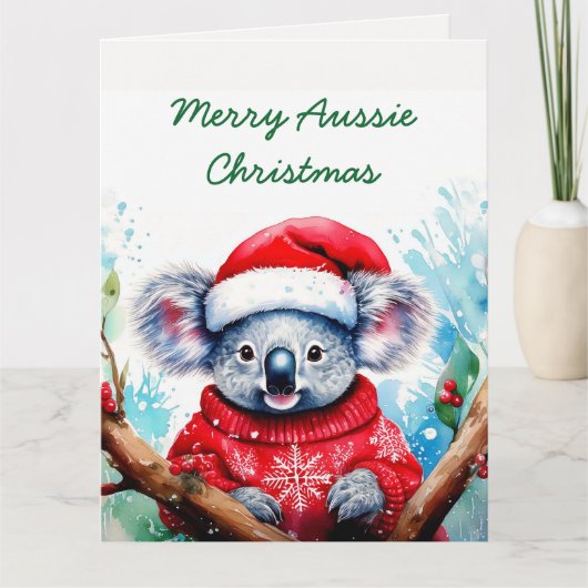 Vrolijk Aussie Kerstmis Koala Kaart (Voorkant)