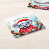 Vrolijk Aussie Kerstmis Koala Kartonnen Onderzetters (Schuin)