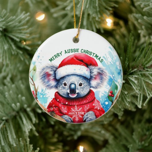Vrolijk Aussie Kerstmis Koala Keramisch Ornament (Boom)