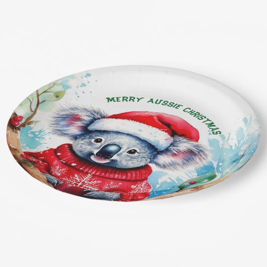 Vrolijk Aussie Kerstmis Koala Papieren Bordje (Gekanteld)