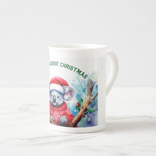 Vrolijk Aussie Kerstmis Koala Porselein Kop (Voorkant rechts)