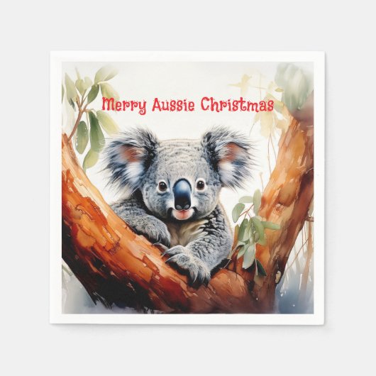 Vrolijk Aussie Kerstmis Koala Servet (Voorkant)