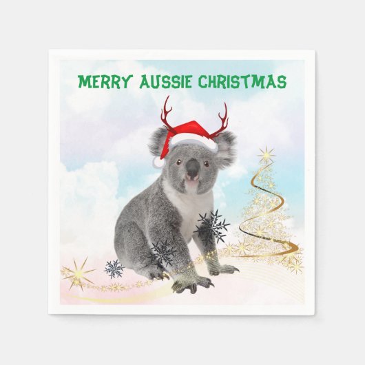Vrolijk Aussie Kerstmis Koala Servet (Voorkant)