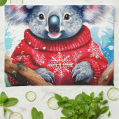 Vrolijk Aussie Kerstmis Koala Theedoek (Gevouwen)