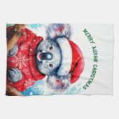 Vrolijk Aussie Kerstmis Koala Theedoek (Horizontaal)