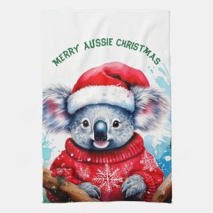Vrolijk Aussie Kerstmis Koala Theedoek