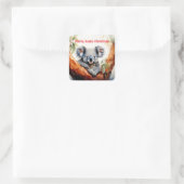 Vrolijk Aussie Kerstmis Koala Vierkante Sticker (Tas)