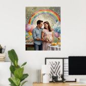 Vrolijk Baby shower met papa en mama Poster (Thuiskantoor)
