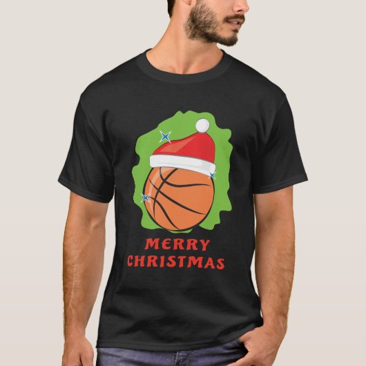 Vrolijk basketbal Kerstmis - Grappig T-shirt (Voorkant)