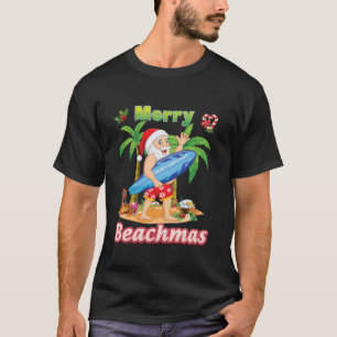 Vrolijk Beachmas Beach Surf Santa Surfen Kerstmis T-shirt
