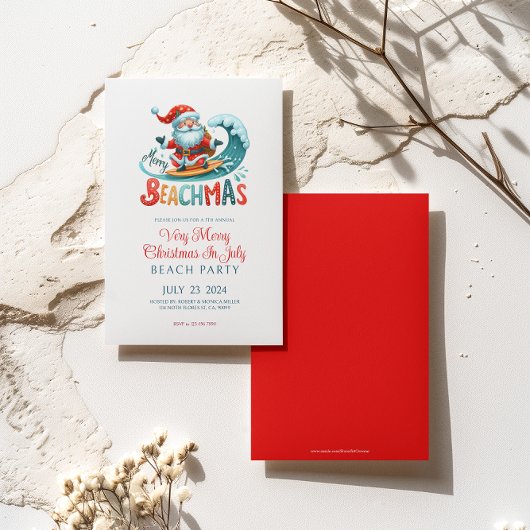 Vrolijk Beachmas Kerstmis in juli Party Nodig twee Kaart