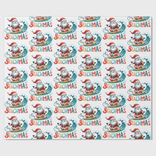Vrolijk Beachmas Kerstmis in juli Retro Design Cadeaupapier (Vlak)