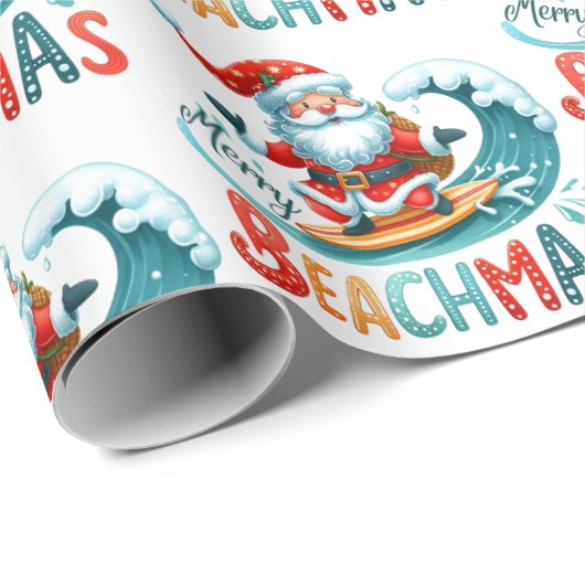 Vrolijk Beachmas Kerstmis in juli Retro Design Cadeaupapier (Rol Hoek)