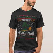 Vrolijk Beachmas Palm Tree Beach Kerst Lelijk Zwee T-shirt (Voorkant)