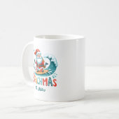 Vrolijk Beachmas Santa Surfen Retro Design Koffiemok (Voorkant links)