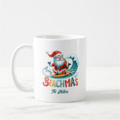 Vrolijk Beachmas Santa Surfen Retro Design Koffiemok (Links)