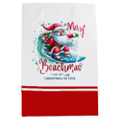 Vrolijk Beachmas Santa Surfen Retro Design Medium Cadeauzakje (Voorkant)