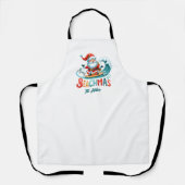 Vrolijk Beachmas Santa Surfen Retro Design Schort (Voorkant)