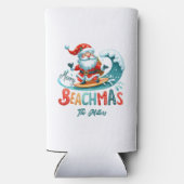 Vrolijk Beachmas Santa Surfen Retro Design Seltzer Blikjeskoeler (Achterkant)