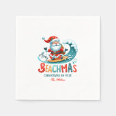 Vrolijk Beachmas Santa Surfen Retro Design Servet (Voorkant)