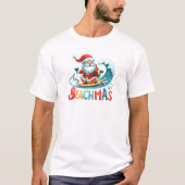 Vrolijk Beachmas Santa Surfen Retro Design T-shirt (Voorkant)