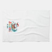 Vrolijk Beachmas Santa Surfen Retro Design Theedoek (Horizontaal)