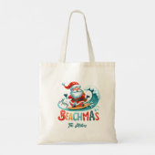 Vrolijk Beachmas Santa Surfen Retro Design Tote Bag (Achterkant)