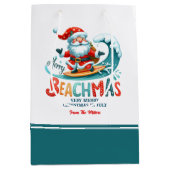 Vrolijk Beachmas Santa Surfen Retro Ontwerp Twee Medium Cadeauzakje (Voorkant)