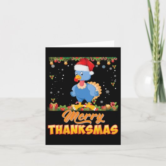 Vrolijk bedankt Turkije Santa Elf Thanksgiving Chr Kaart (Voorkant)